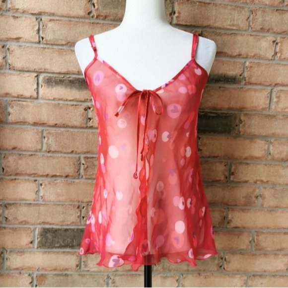 LaSenza red heart print sheer camisole lingerie - Picture 1 of 6